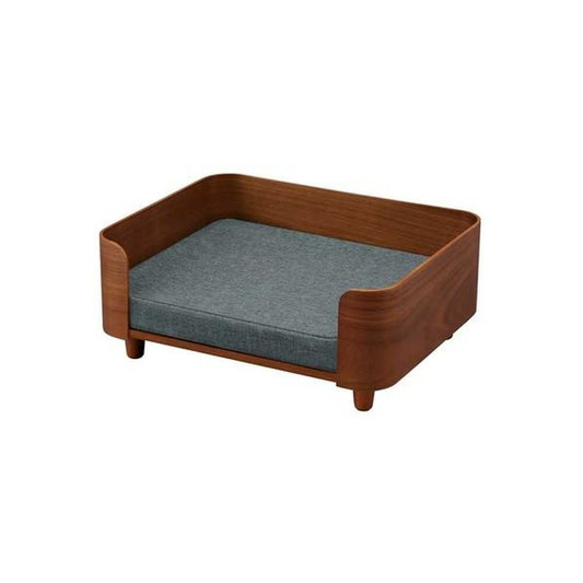Iris Ohyama Plywood Square Pet Bed Walnut