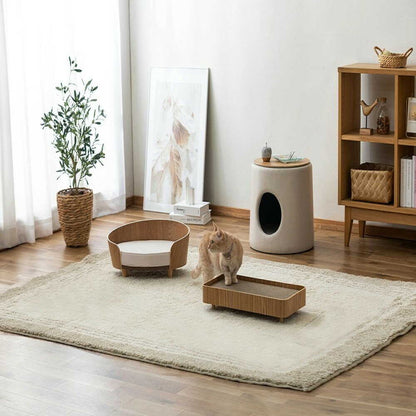 Iris Ohyama Plywood Scratching Post Case Natural
