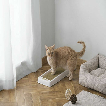 Iris Ohyama Dustless Cat Scratching Post Slim White