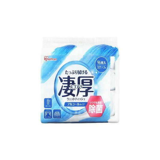 Iris Ohyama Thick Disinfecting Wet Wipes Alcohol Type 32 Sheets x 3 Pack