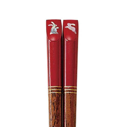 Ishida Kids Chopsticks Colorful Rabbit Red 16.5cm (1 pair)