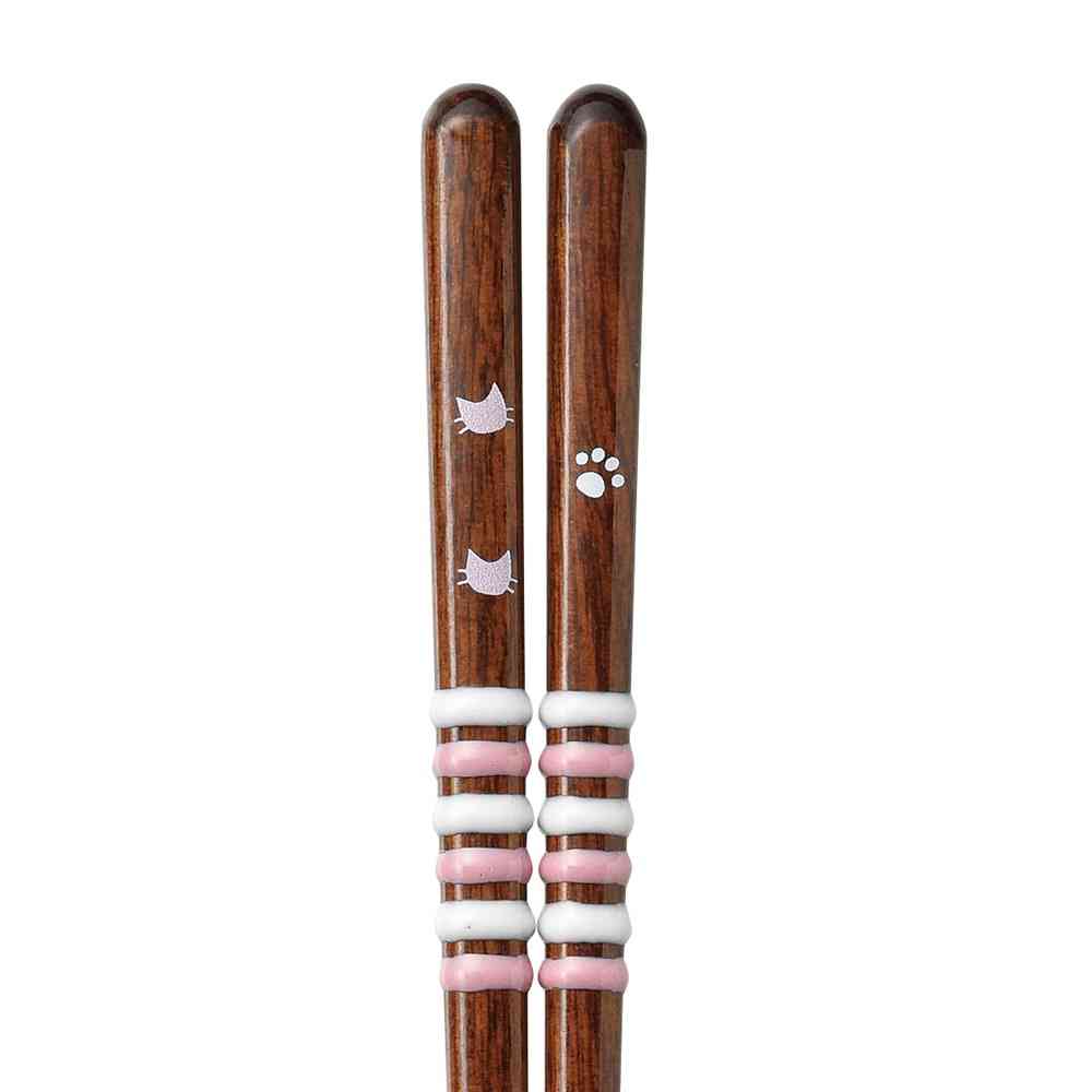 Ishida Dishwasher Safe Chopsticks Twirling Cat 21cm 1 Pair