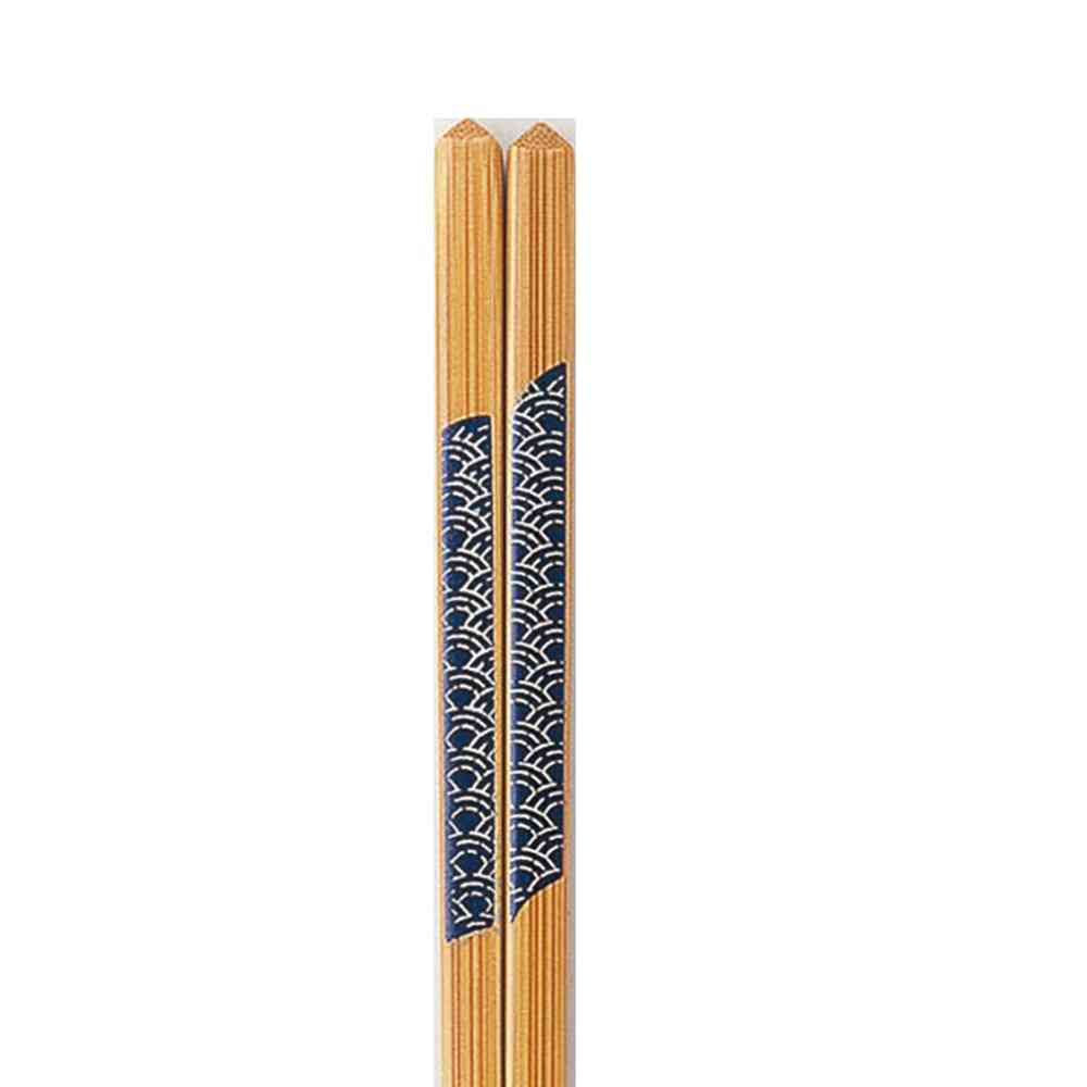 Ishida Chopsticks Hosotake Seigaiha Blue 22.5cm 1 Pair