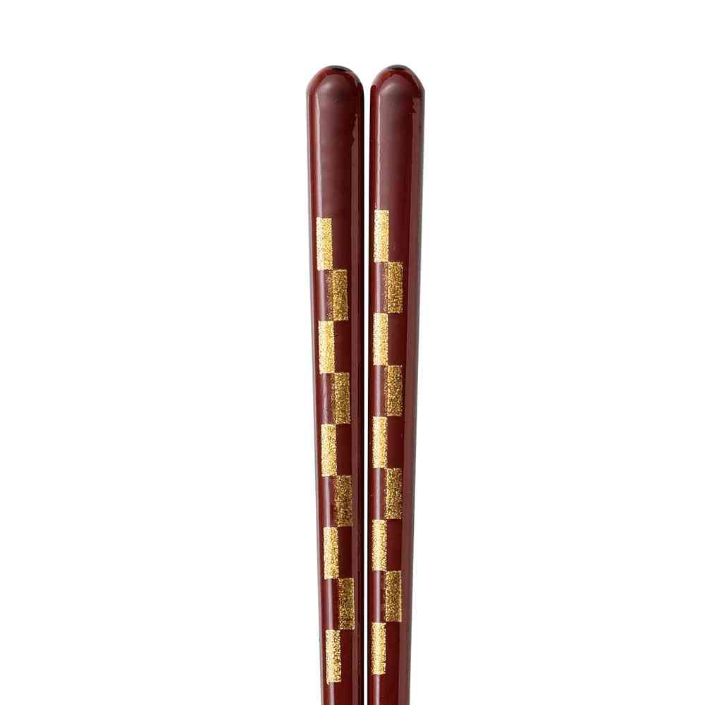 Ishida Dishwasher Safe Chopsticks Lacquered Golden Ichimatsu 20.5cm