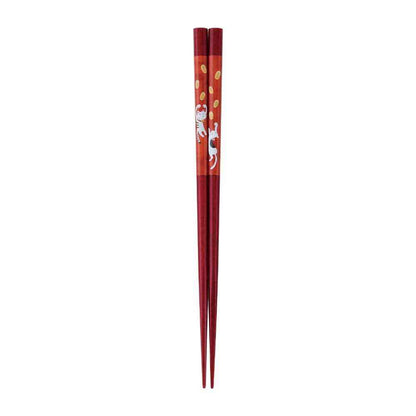 Ishida Chopsticks Cat with Gold Coins 21cm 1 Pair