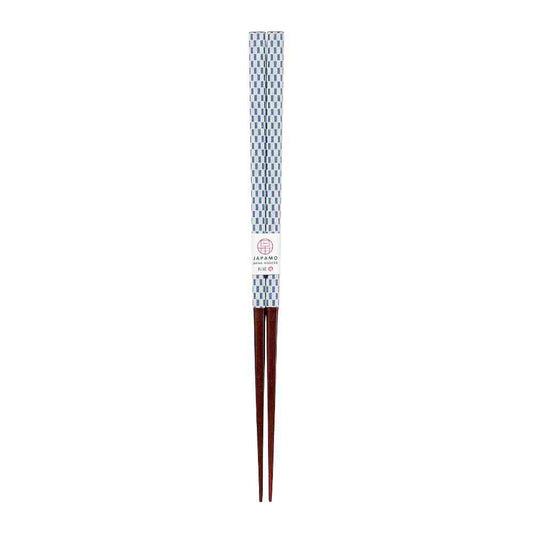 Ishida Chopsticks Japanese Modern Checkered Blue 23cm with PET Case
