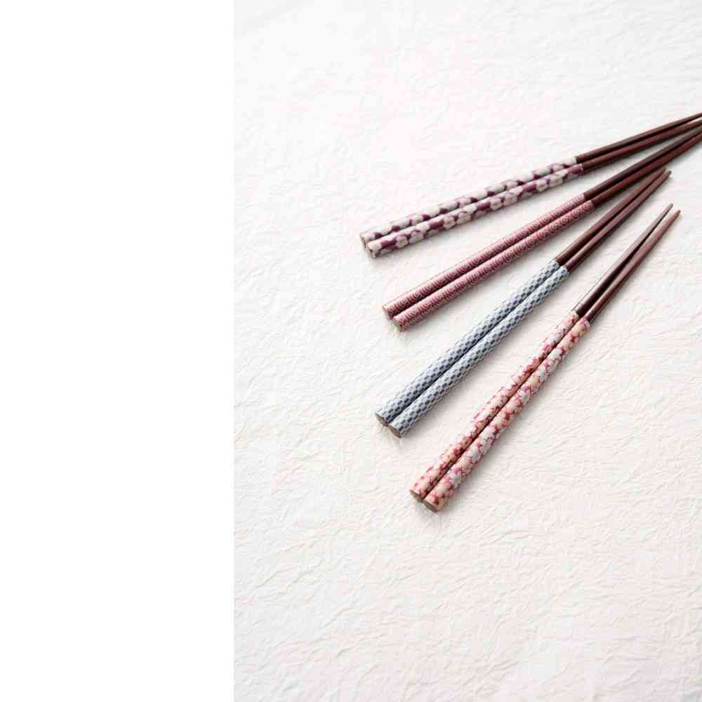 Ishida Chopsticks Japanese Modern Checkered Blue 23cm with PET Case