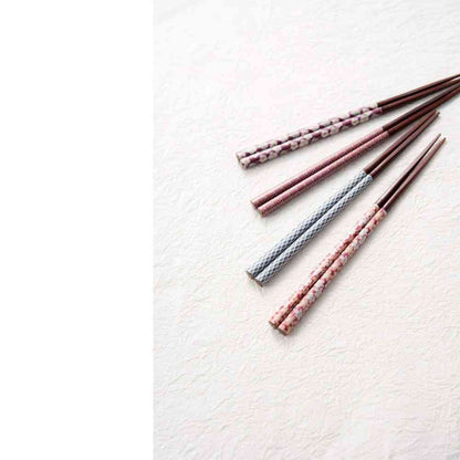Ishida Chopsticks Japanese Modern Checkered Blue 23cm with PET Case