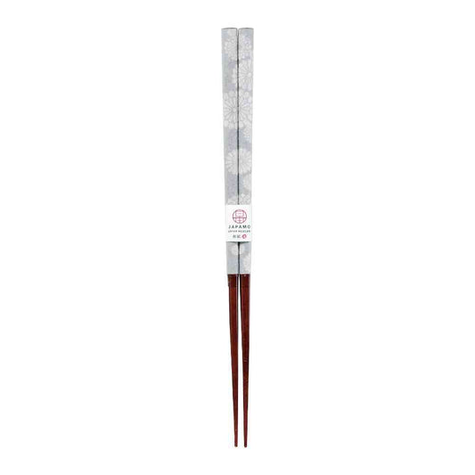 Ishida Chopsticks Japanese Modern Chrysanthemum Gray 23cm in PET Case