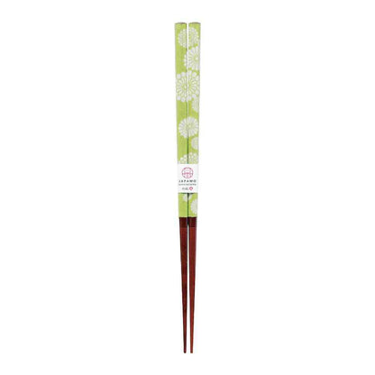 Ishida Chopsticks Japanese Modern Chrysanthemum Green 23cm in PET Case