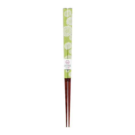 Ishida Chopsticks Japanese Modern Chrysanthemum Green 23cm in PET Case