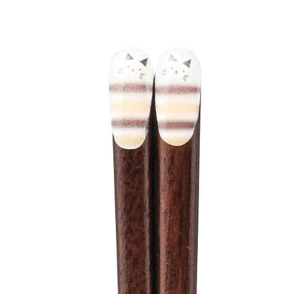 Ishida Kids Chopsticks Honobono Cat Border 1 Pair