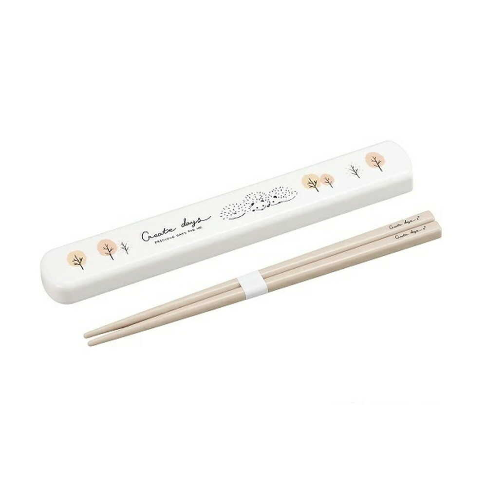 OSK Hedgehog Slide Lid Chopstick Case Set White