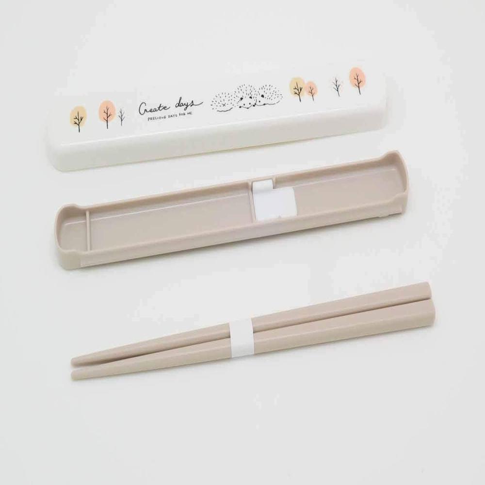 OSK Hedgehog Slide Lid Chopstick Case Set White