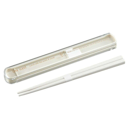 OSK Hinoki Wood Powder No.2 Pull-Top Chopstick Box Set White