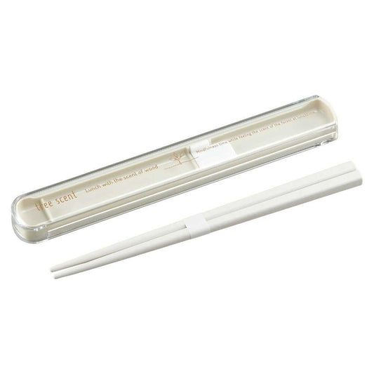 OSK Hinoki Wood Powder No.2 Pull-Top Chopstick Box Set White