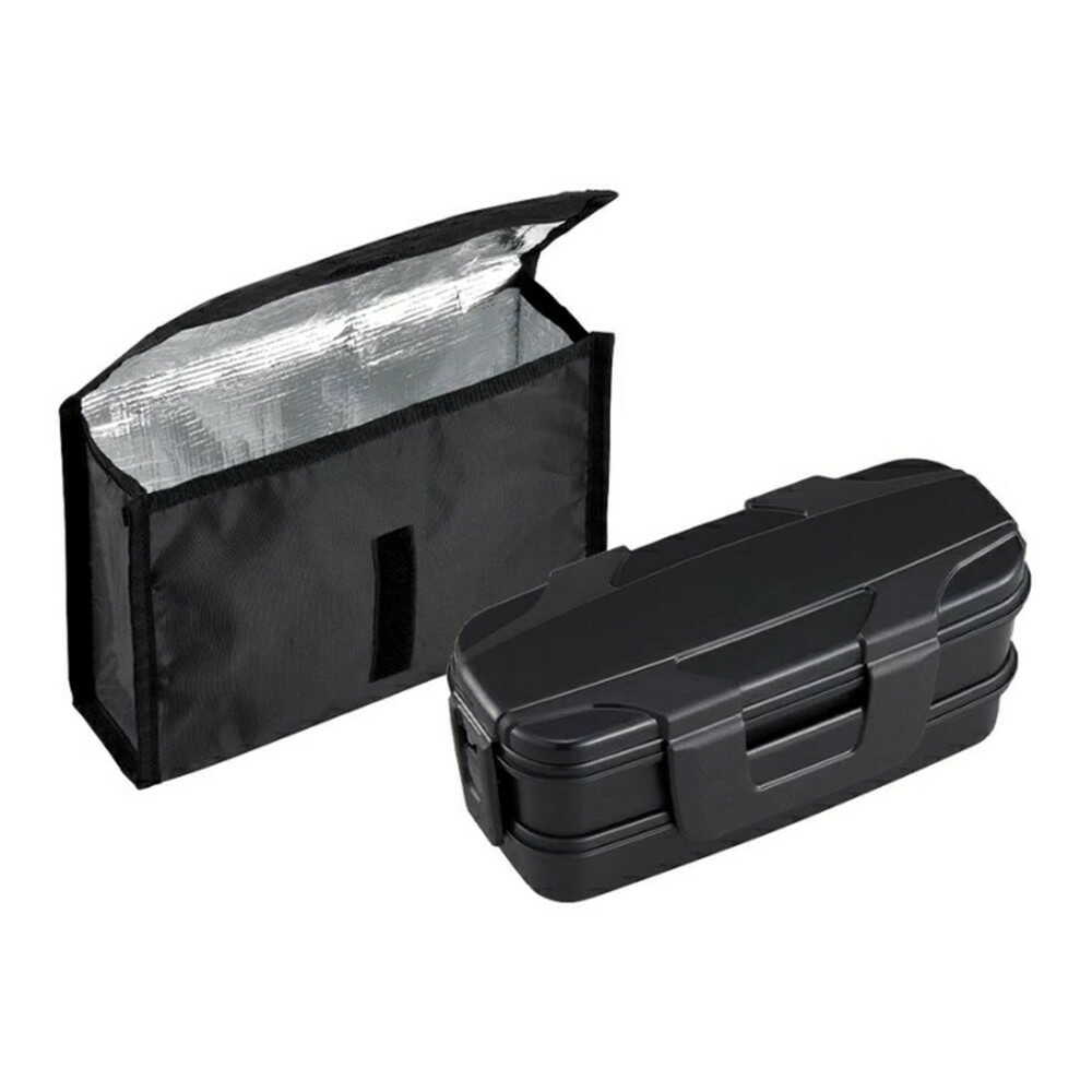 OSK Two-Tier Lunch Box with Insulated Bag Black