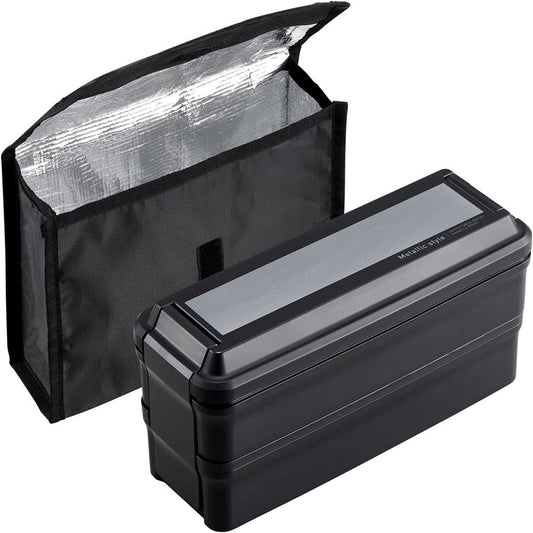 OSK Two-Tier Lunch Box with Insulated Case Black