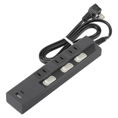 Ohm Electric 3 Outlets Power Saving Tap with PD-Compatible Type C/A Ports HS-TPU31PD23-K