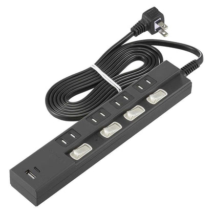 Ohm Electric 4 Outlets Power Saving Tap with Lightning Guard and PD-Compatible C/A Ports HS-TPKU42PD23-K