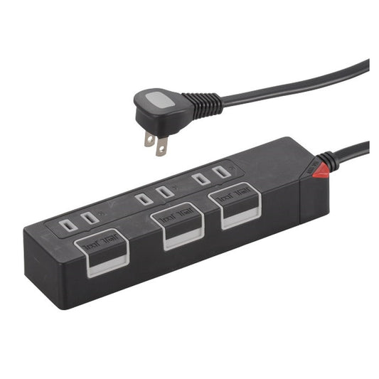 Ohm Electric Energy-Saving Tap 3 Outlets 1.5m Black