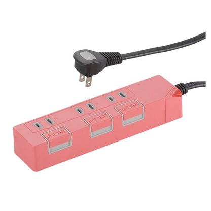 Ohm Electric Energy-Saving Tap 3 Outlets 1.5m Pink
