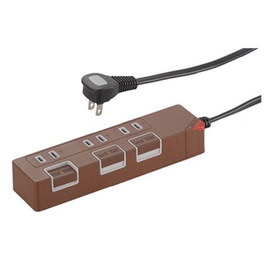 Ohm Electric Energy-Saving Tap 3 Outlets 1.5m Brown