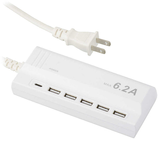 Ohm Electric USB_AC Charger Type A x5 + Type C 1.5m