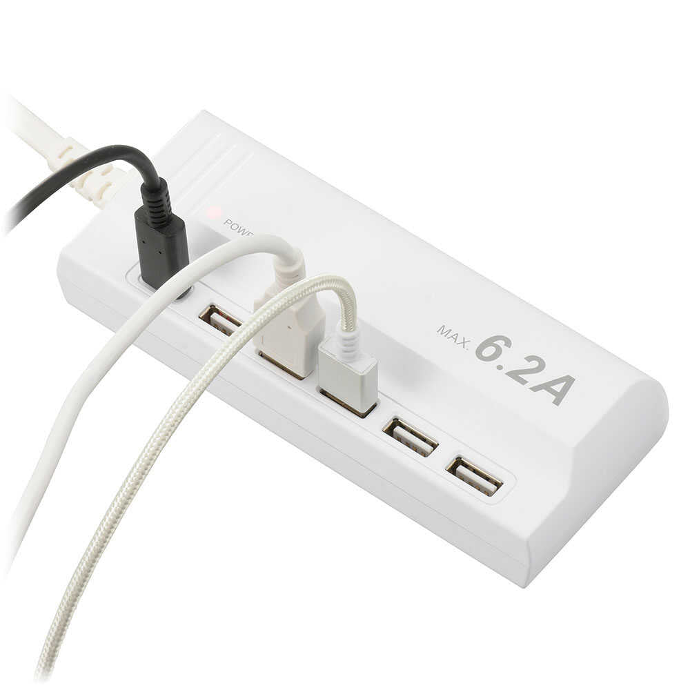 Ohm Electric USB_AC Charger Type A x5 + Type C 1.5m