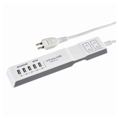 Ohm Electric Power Tap Mobile Charging AC 2 Outlets + USB 5 Outlets 1.5m HS-T215UD3-W