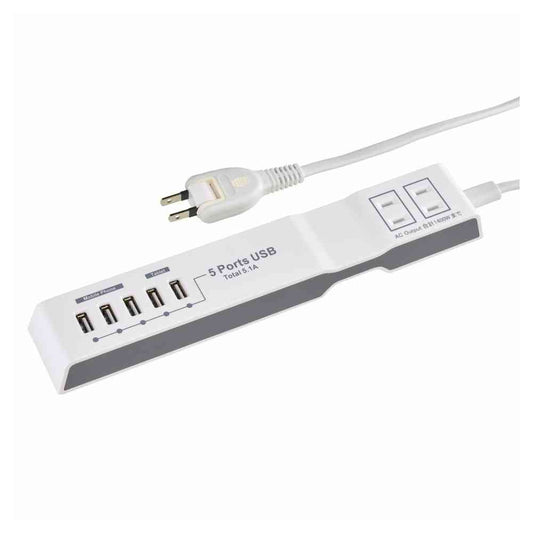 Ohm Electric Power Tap Mobile Charging AC 2 Outlets + USB 5 Outlets 1.5m HS-T215UD3-W