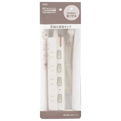 Ohm Electric Power Saving Tap with Lightning Guard 4 Outlets HS-TPK41W-22