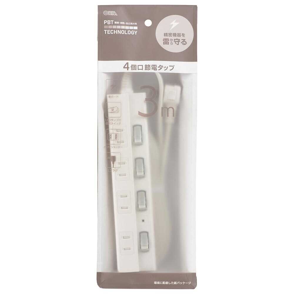 Ohm Electric Energy Saving Tap Lightning Guard 4 Outlets HS-TPK43W-22
