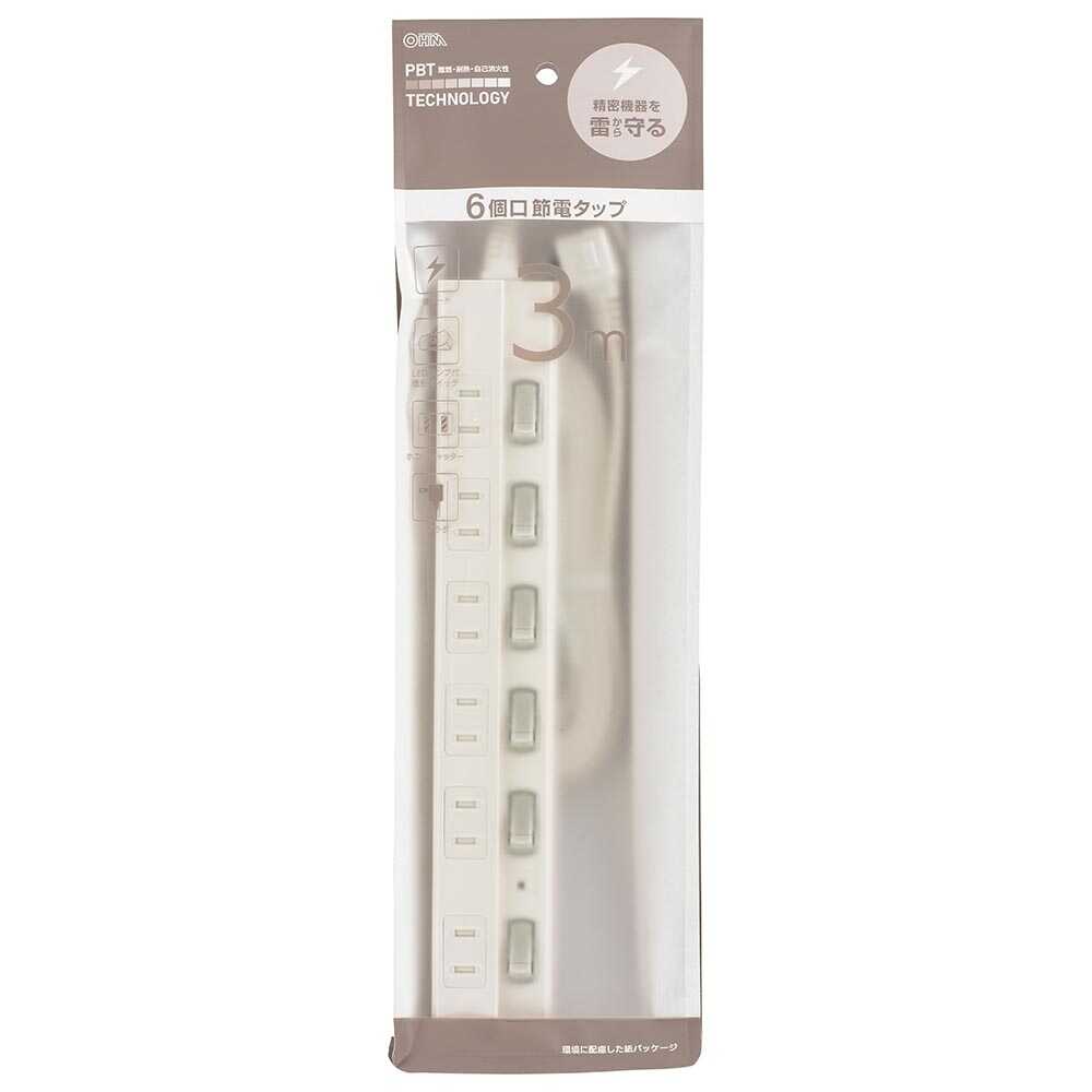 Ohm Electric Energy Saving Tap Lightning Guard 6 Outlets HS-TPK63W-22