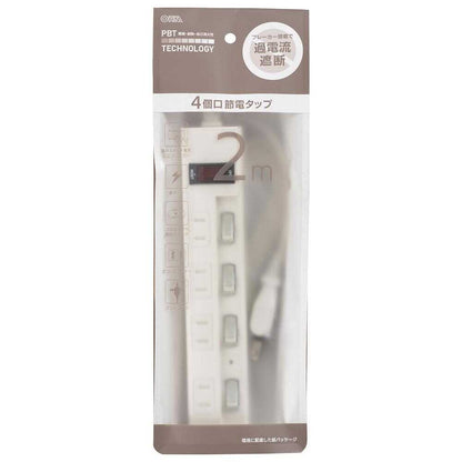 Ohm Electric Energy Saving Tap Lightning Guard with Breaker 4 Outlets 2m
