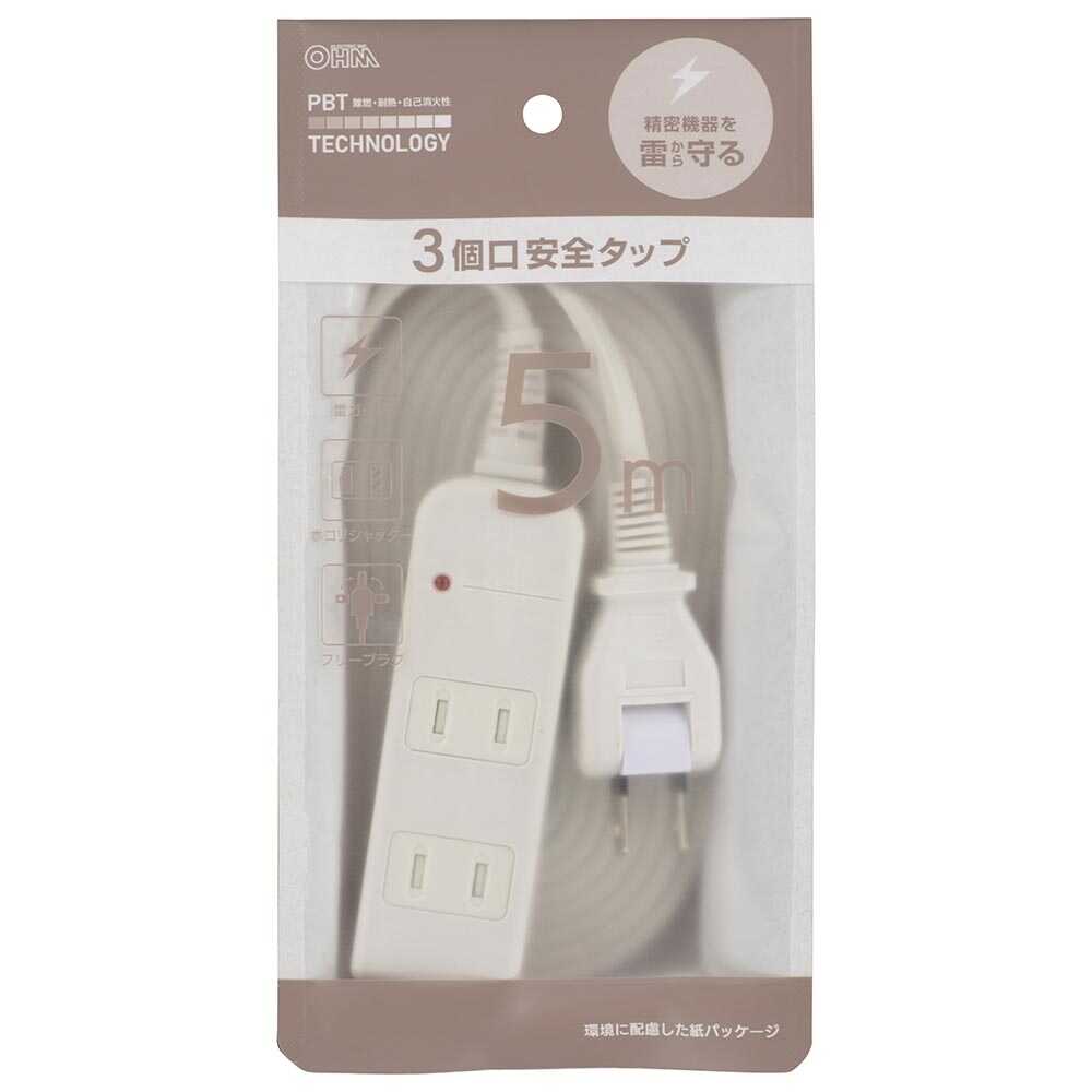 Ohm Electric Safety Tap Lightning Guard 3 Outlets HS-TK35SFW-22