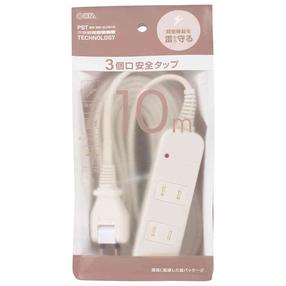 Ohm Electric Safe Tap Lightning Guard 3 Outlet 10m HS-TK310SFW-22