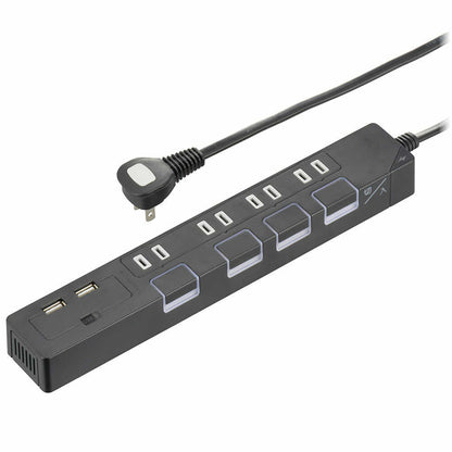 Ohm Electric Energy Saving Tap Lightning Guard 4 Outlets with USB Ports HS-TPKU42K-22