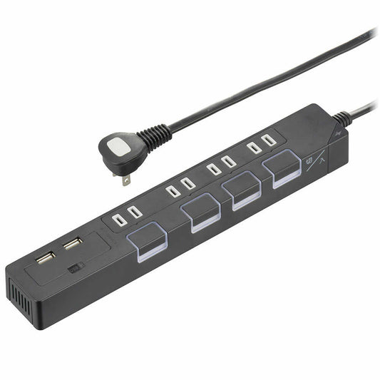 Ohm Electric Energy Saving Tap Lightning Guard 4 Outlets with USB Ports HS-TPKU42K-22