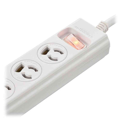 Ohm Electric Anti-Pull OA Tap with Earth 3 Pin Plug Compatible Lightning Guard 7 Outlet 3m HS-TKL733PB3-W