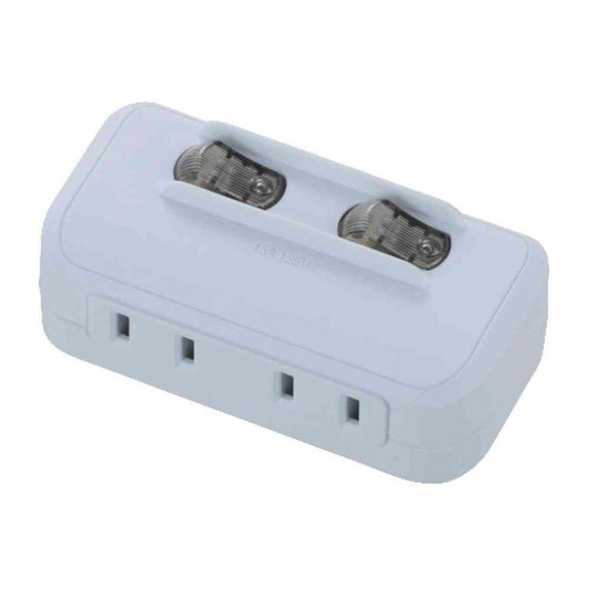 Ohm Electric LED Individual Switch Energy Saving Tap 2 Outlets HS-A1758W