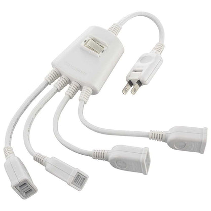 Ohm Electric Power Distribution Cable 4 Outlets with Central Switch HS-TP4C10V3-W
