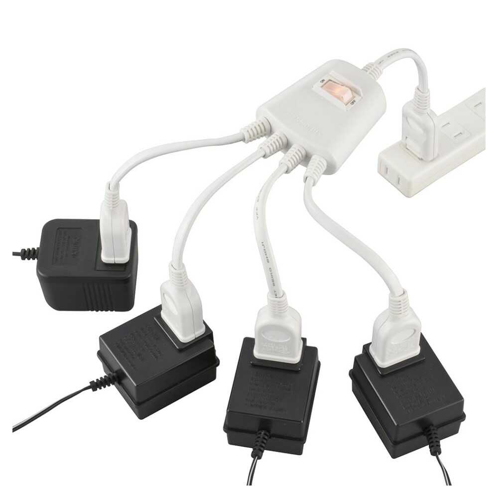 Ohm Electric Power Distribution Cable 4 Outlets with Central Switch HS-TP4C10V3-W