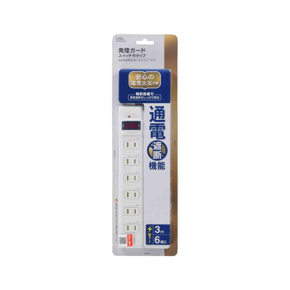 Ohm Electric Smoke Guard Switch Tap 6 Outlets 3m HS-T63HJ3-W
