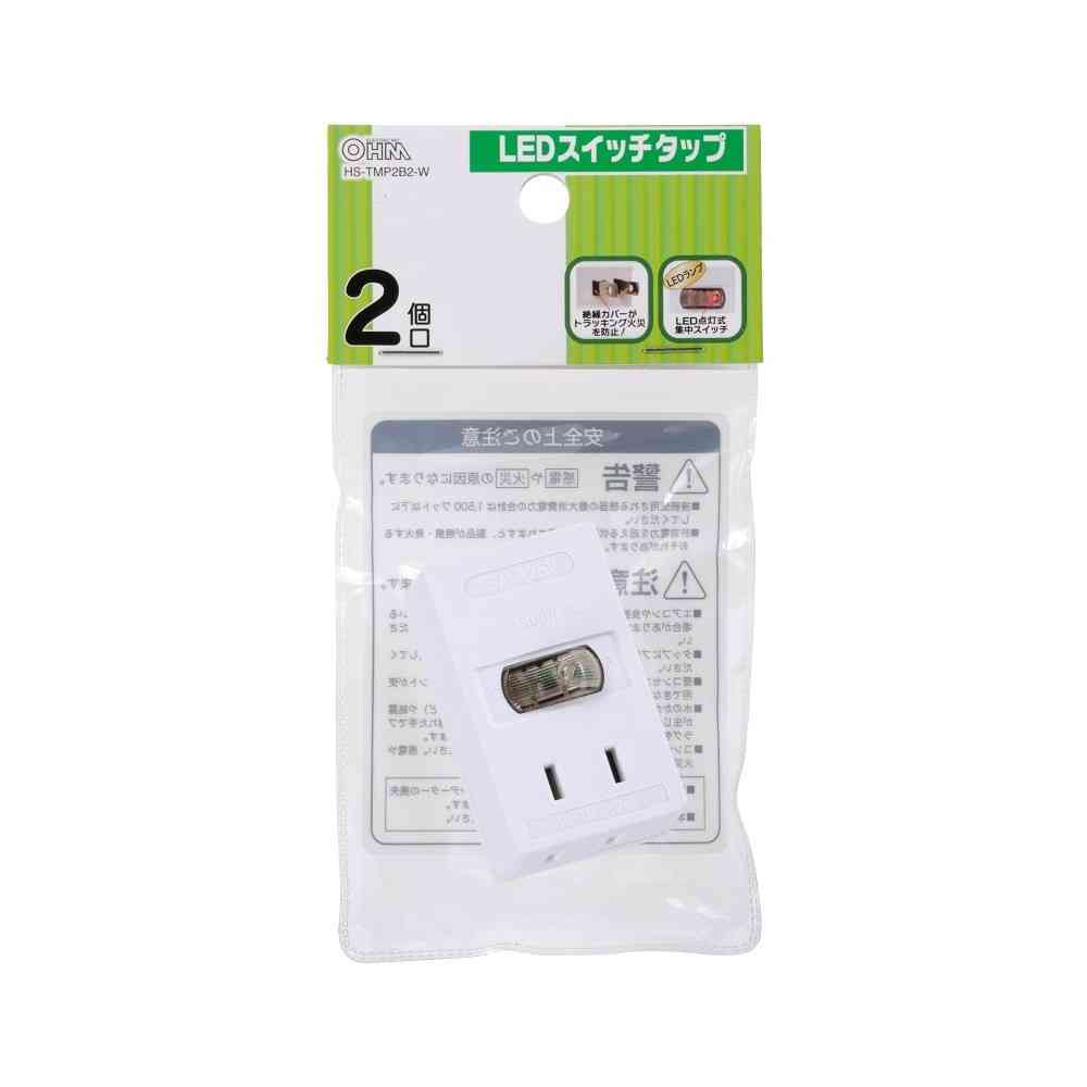 Ohm Electric LED Switch Tap 2 Outlet HS-TMP2B2-W