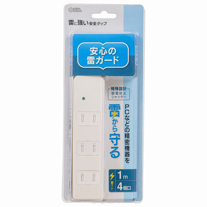 Ohm Electric Lightning-Proof Safety Tap 4 Outlets 1m