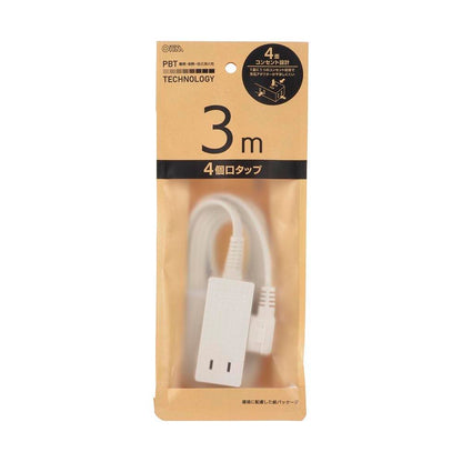 Ohm Electric 4-Socket Slim Tap 3m