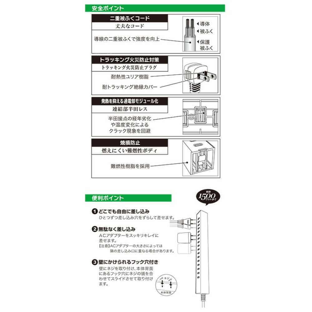 Ohm Electric Slim Tap with 8.5 Outlets HS-T8515L-W