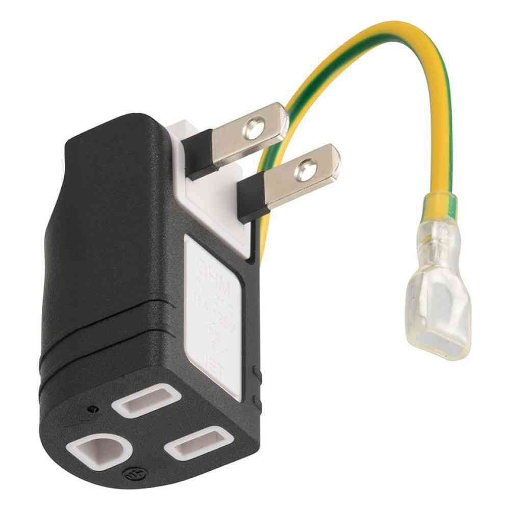 Ohm Electric Ground Adapter Free Plug Conversion with Earth Terminal Cover HS-TM1EFP3-K