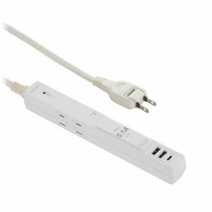 Ohm Electric Smoke Guard Tap 4 Outlets with 3 USB Ports Lightning Guard HS-T41C5HUV3-W